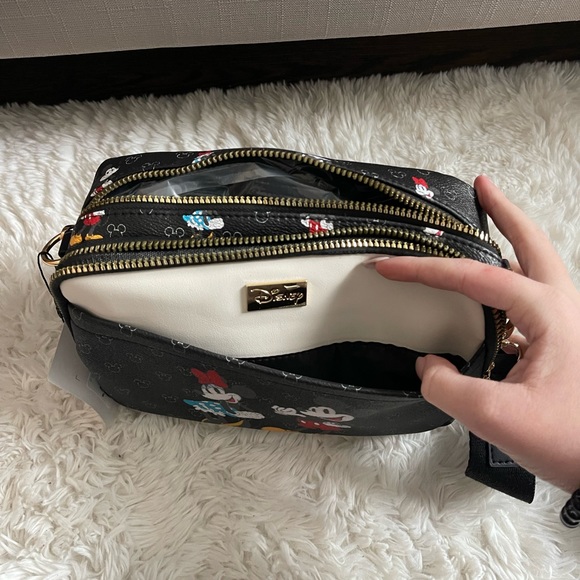 DISNEY mickey and minnie crossbody bag monogram with 2 zippered compartments - Picture 3 of 7